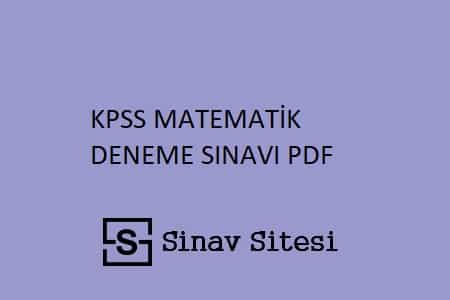 KPSS MATEMATİK DENEME PDF İNDİR